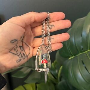 Mushroom terrarium necklace